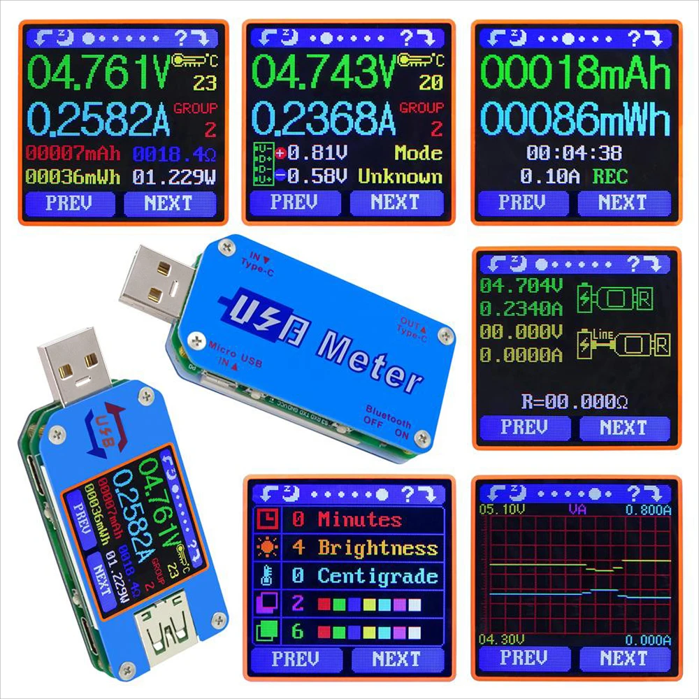 UM25 UM25C для приложения USB 2 0 Type-C ЖК-Вольтметр Амперметр измеритель тока напряжения