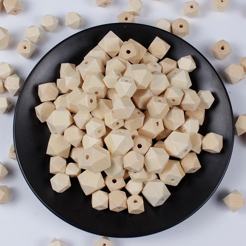 

20Pcs/Lot Natural Color Unfinished Geometric Wooden Loose Beads For DIY Jewelry Making Handmade Necklace Crafts Accessories