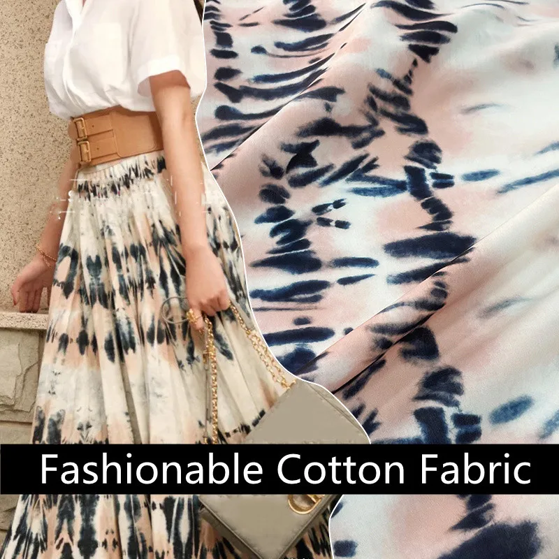 

Fashion New Fabric High Customization Pure Cotton Digital Printing Ink Effect Cotton Half Skirt Clothing Fabric Charms Sewing