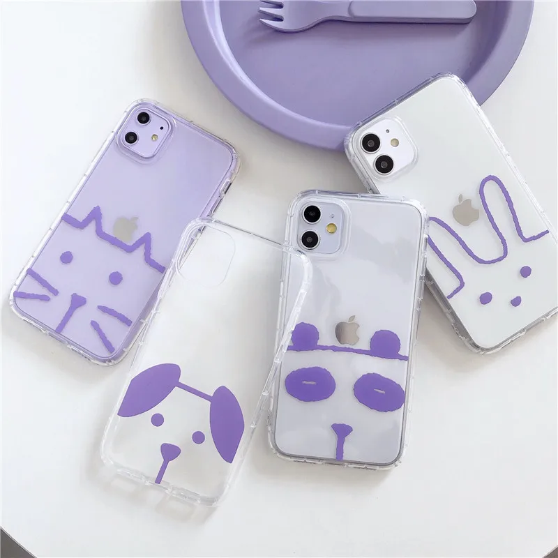 Милый противоударный чехол для телефона с изображением собаки кота кролика iphone 11