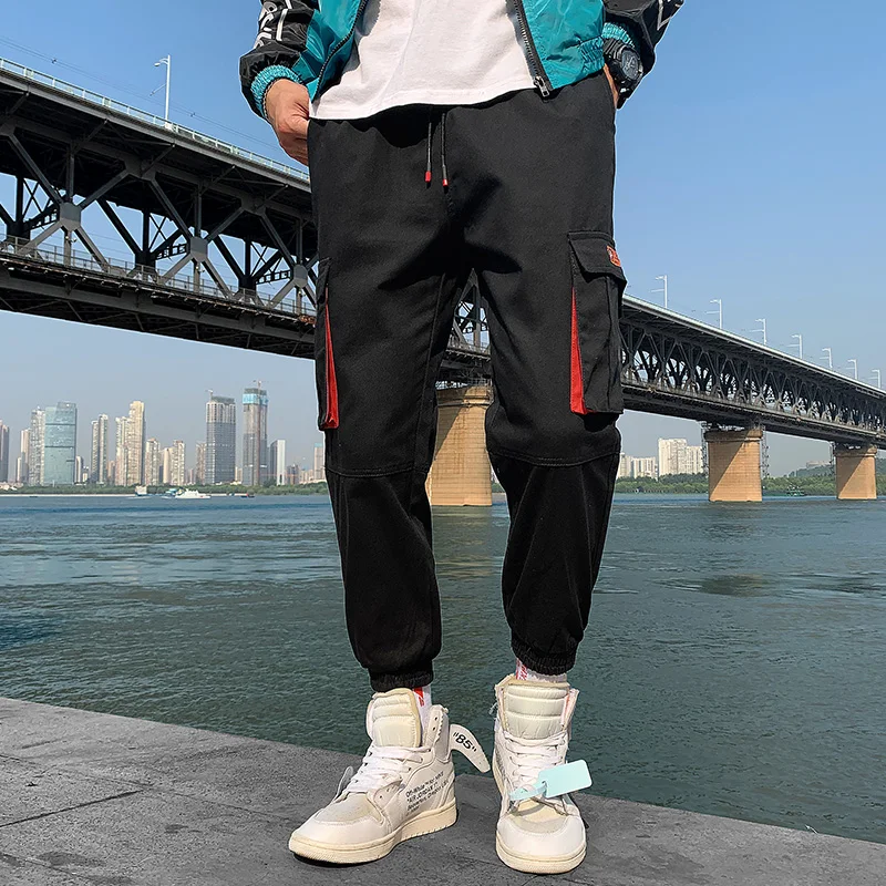 Брюки карго для мужчин свободные хлопковые спортивные забавные штаны уличная