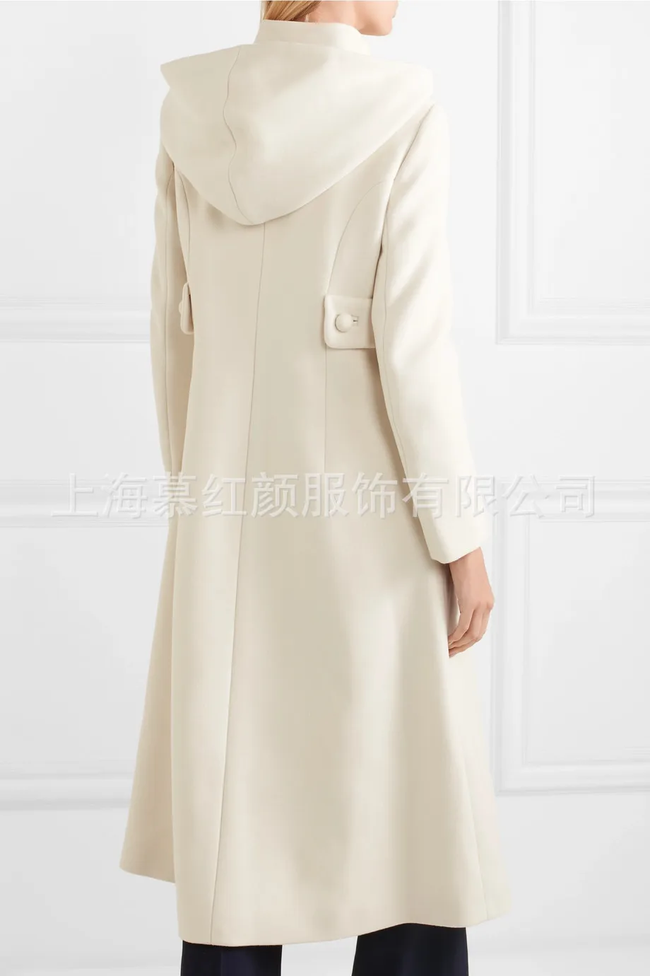 Однотонное длинное женское Шерстяное Пальто с широкой талией однобортная белая