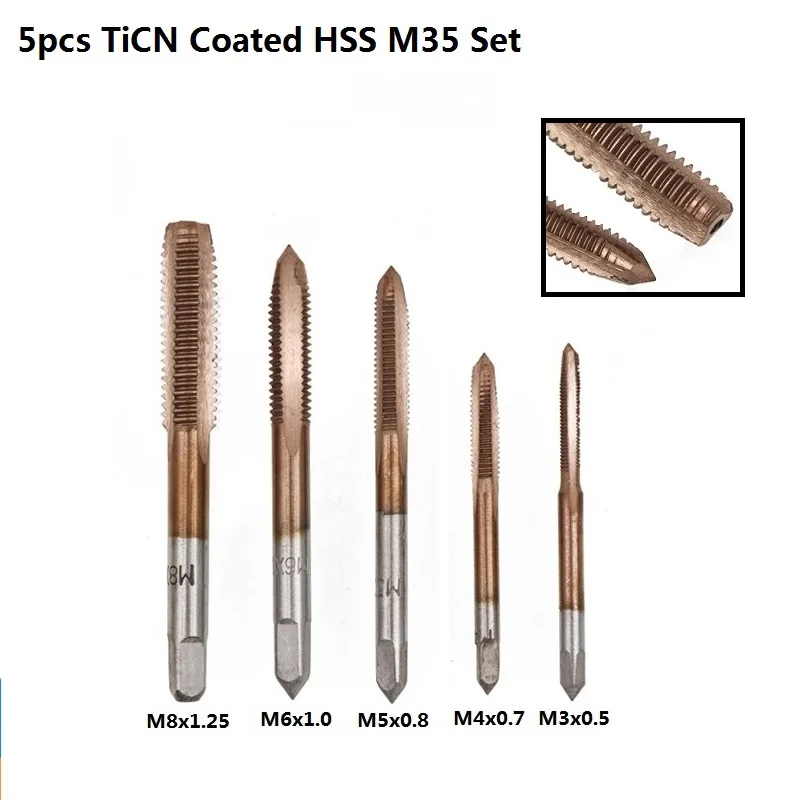 XCAN 5 шт. покрытие HSS M3 M4 M5 M6 M8 метрический кран Набор винтовых головок кран сверло прямая флейта машинный кран