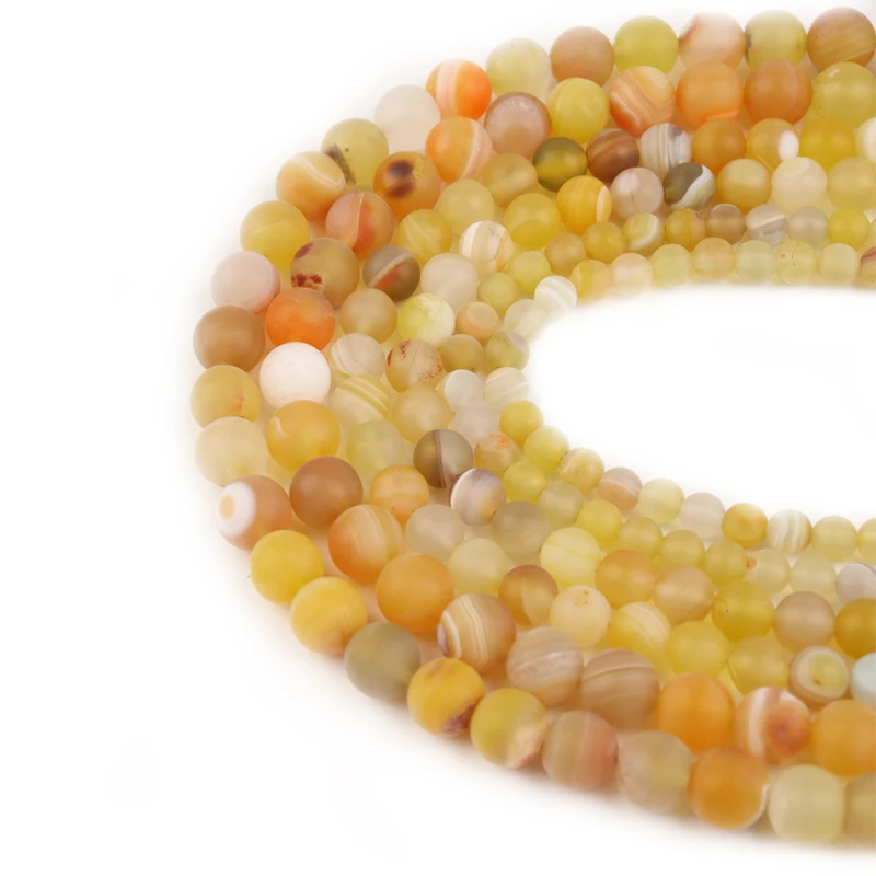 

Natural Stone Frosted Yellow Aate Beads Round Loose Beads For Jewelry DIY Making Bracelet Accessories 15" 6/8/10mm Beadtales