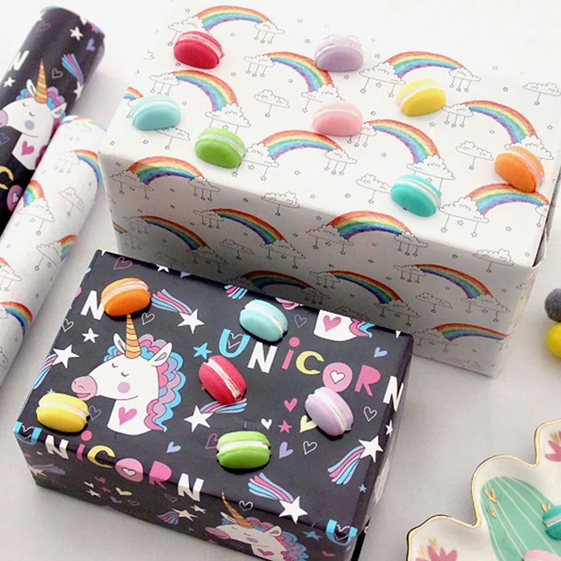 70x50 см динозавр Радуга Единорог День Святого Валентина подарочная бумага