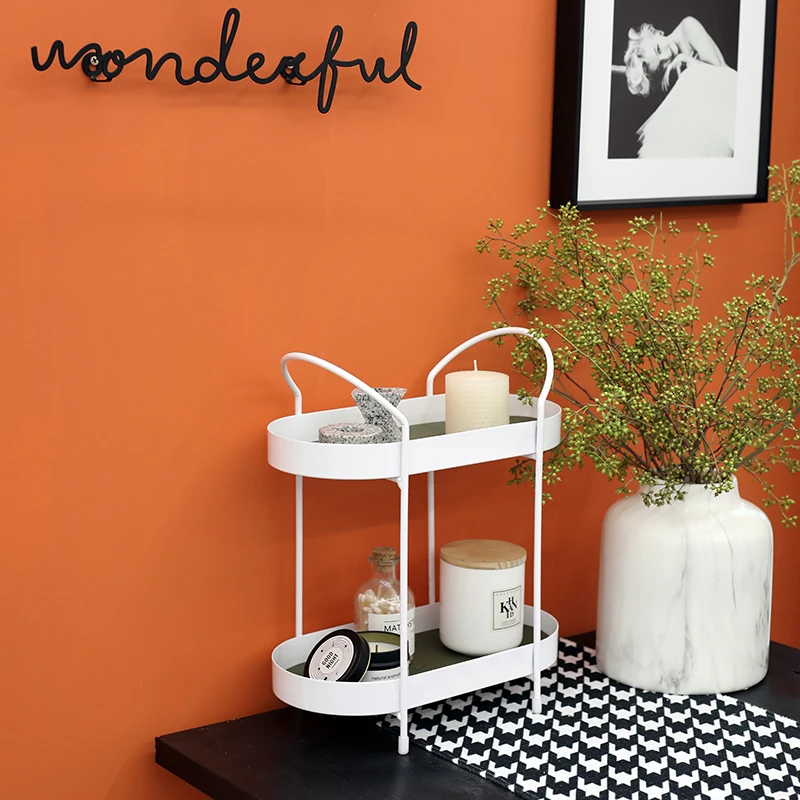 sweetgo white storage racks 1piece metal iron with leather mat sundries holder tableware party supply home decoration bathroon free global shipping