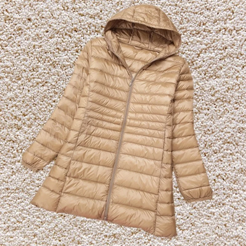 

Autumn and winter new fat mm plus fat plus size medium and long down jacket women's light slim jacket fashion