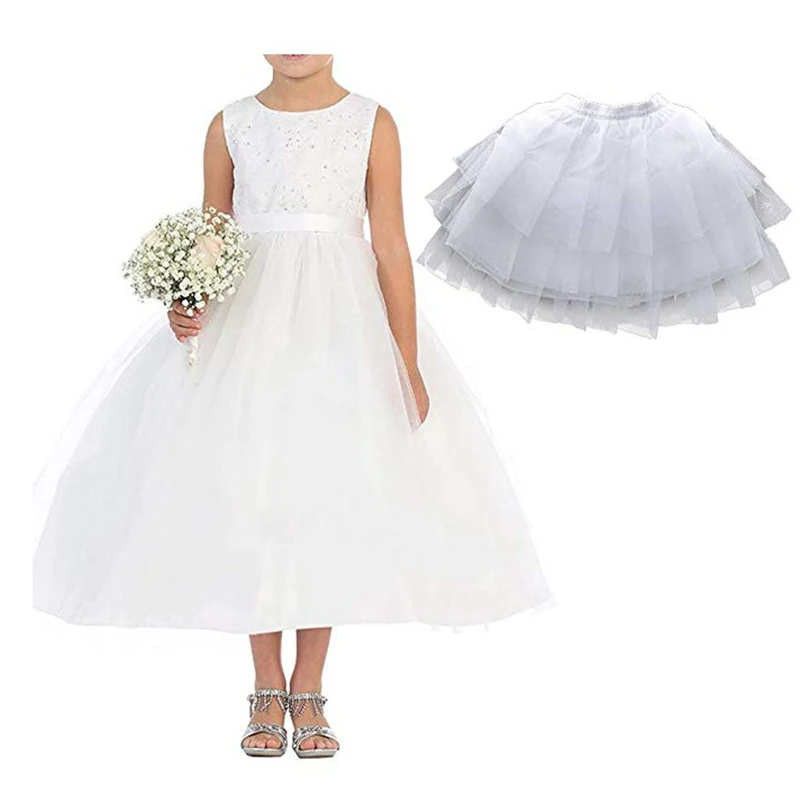 Юбка для девочек с цветочным рисунком белый тонкий Тюлевая короткая юбка