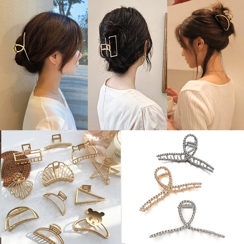 

Women Metal Hair Claws Hair Accessories Fashion Barrettes Clips Jewelry Simple Geometric Hollow Hairpins Girls Hairgrip Headwear