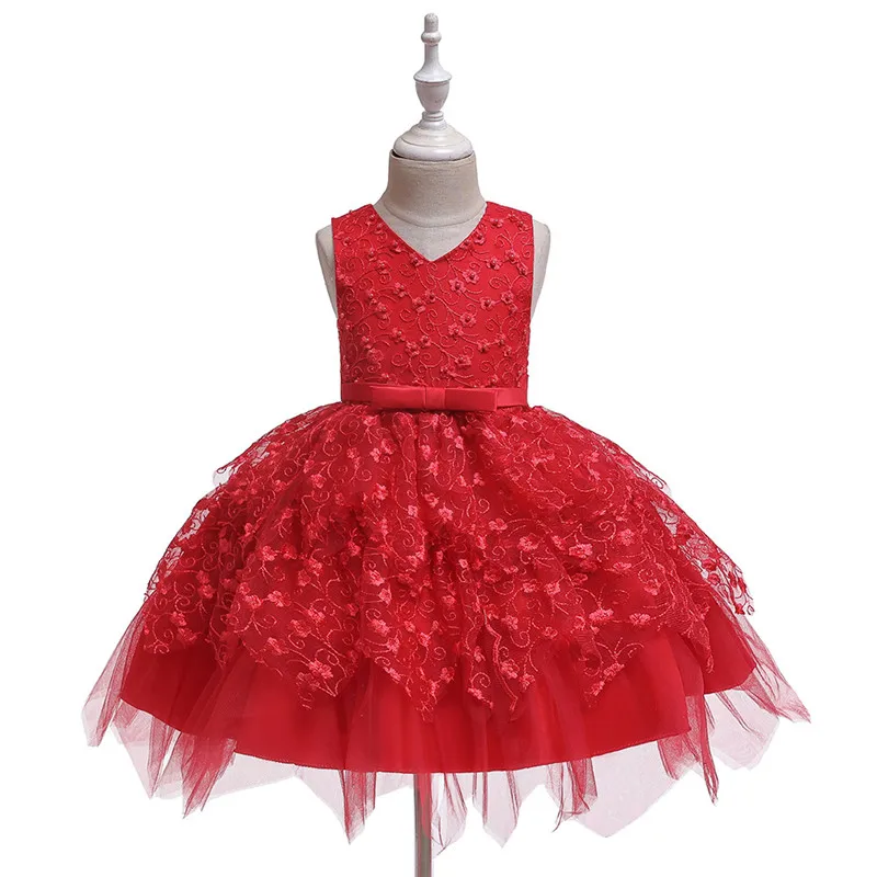

Wedding Dresses,summer Children Clothing Mesh Bow Baby Dress Christmas Gift Petti V-neck Princess Birthday Party Girls Girl
