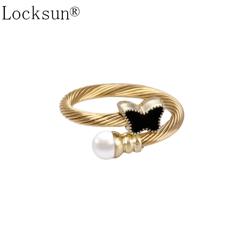 Locksun новинка женские открытые кольца 585 розовое золото нержавеющая сталь для