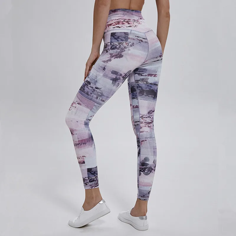 Женские штаны для бега и йоги LUOENBO эластичные леггинсы с высокой талией фитнеса