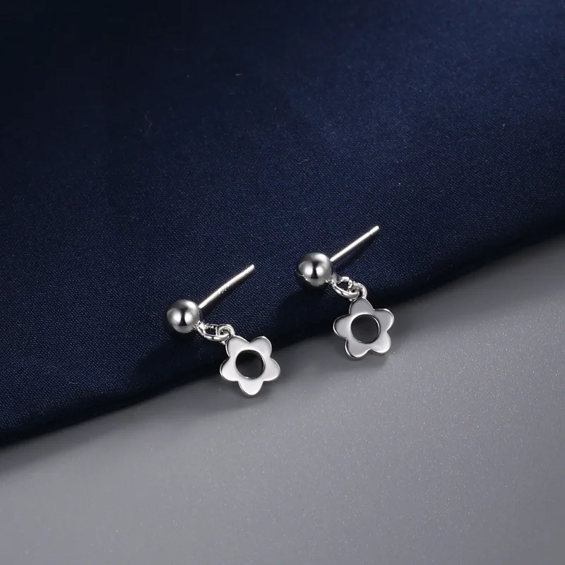 

Sweet Jewelry Dangle Earrings Simple Hollow Flower Hot Selling Silvery Plating Flower Earrings For Sweet Girl Lady Gifts