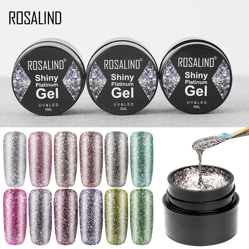 

ROSALIND Shiny Platinum Gel Nail Polish Hybrid Varnishes Nail Art For Manicure UV Colors Primer Base Top Primer For Manicure
