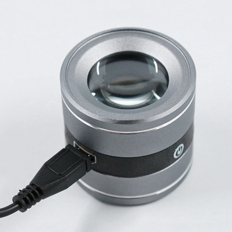 Лупа с 10-кратным увеличительным стеклом металлическая зарядкой по USB лупа со