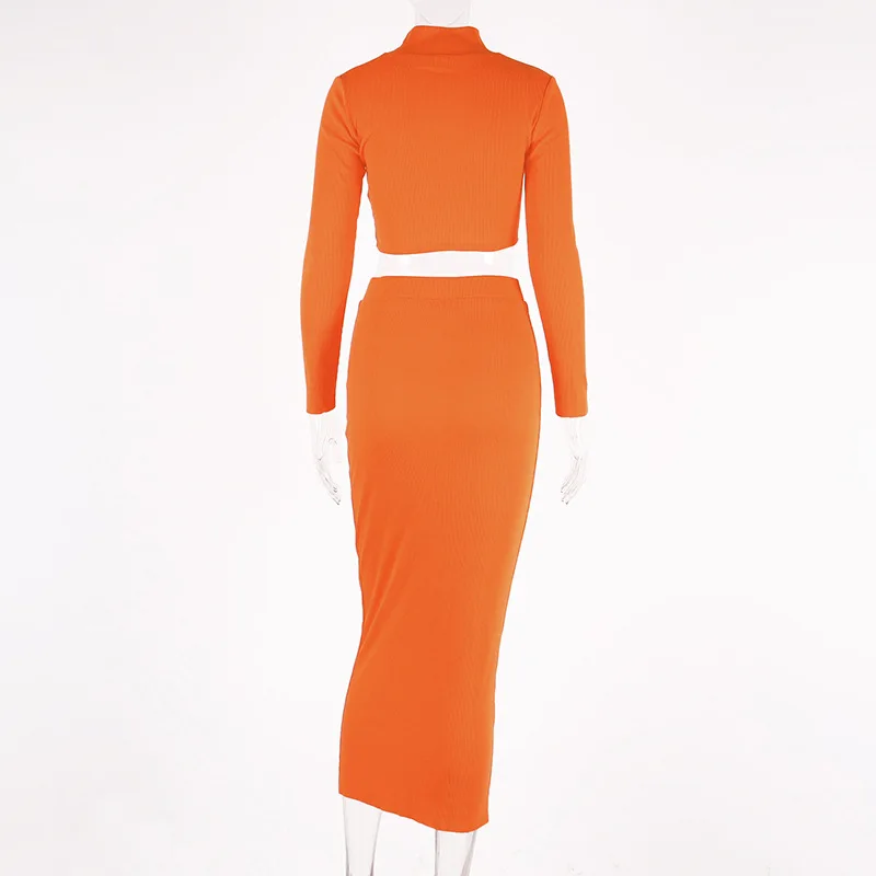 Женский комплект из двух предметов элегантный трикотажный с юбкой и высоким