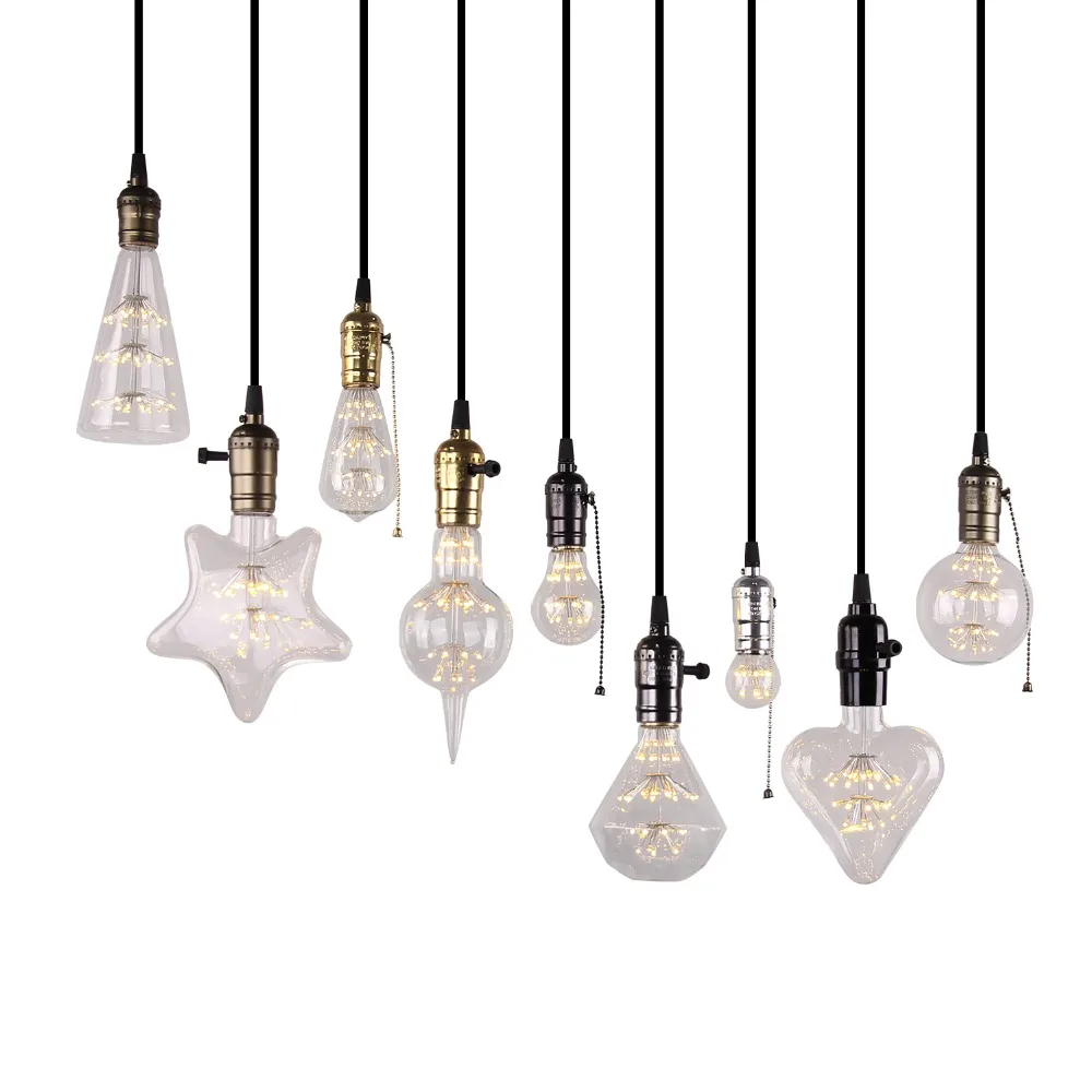 Christmas bulbs ST64 A60 G80 G95 Ретро звездное небо диммируемая Светодиодная лампа 3 Вт 2200 к E27 220 В бутылка вина декоративная фейерверк лампочка лампада СИД