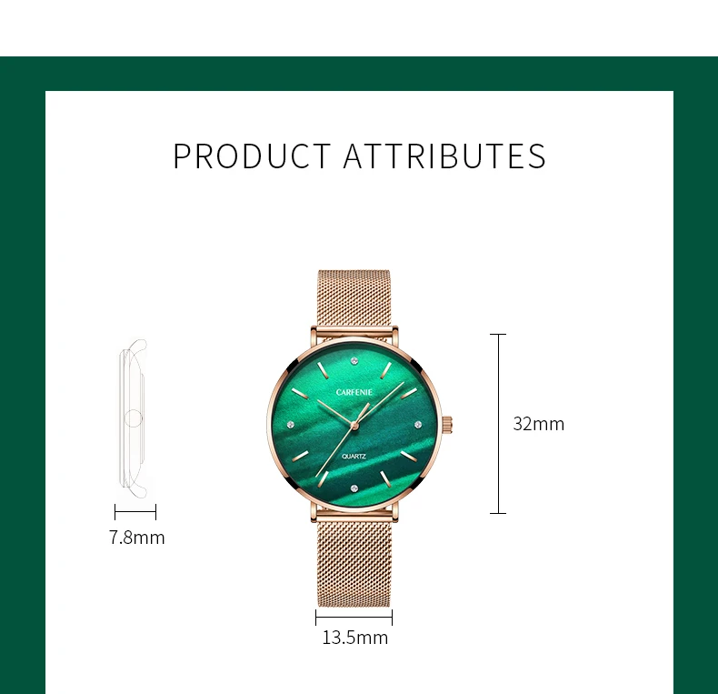 

CARFENIE Fashion Simple Rose Gold Stainless Steel Women's Watches Ladies Casual Leather Quartz Wristwatch Gift To Girlfriend