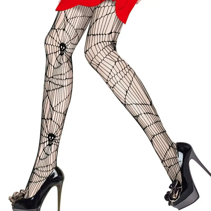 

Fishnet Stockings Black Net Stocking Spider Web Skull Tights Thigh High Pantyhose High Waist Tights Costume Accessories
