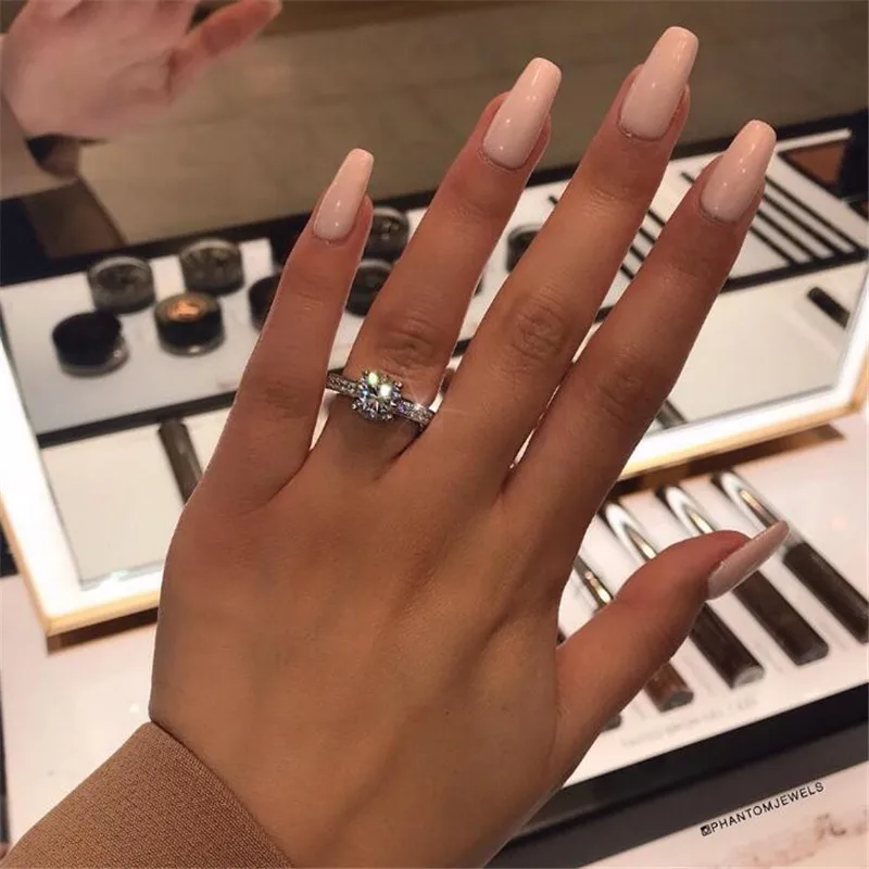 1.5CT кольцо с бриллиантом ювелирное изделие из стерлингового серебра 925 пробы