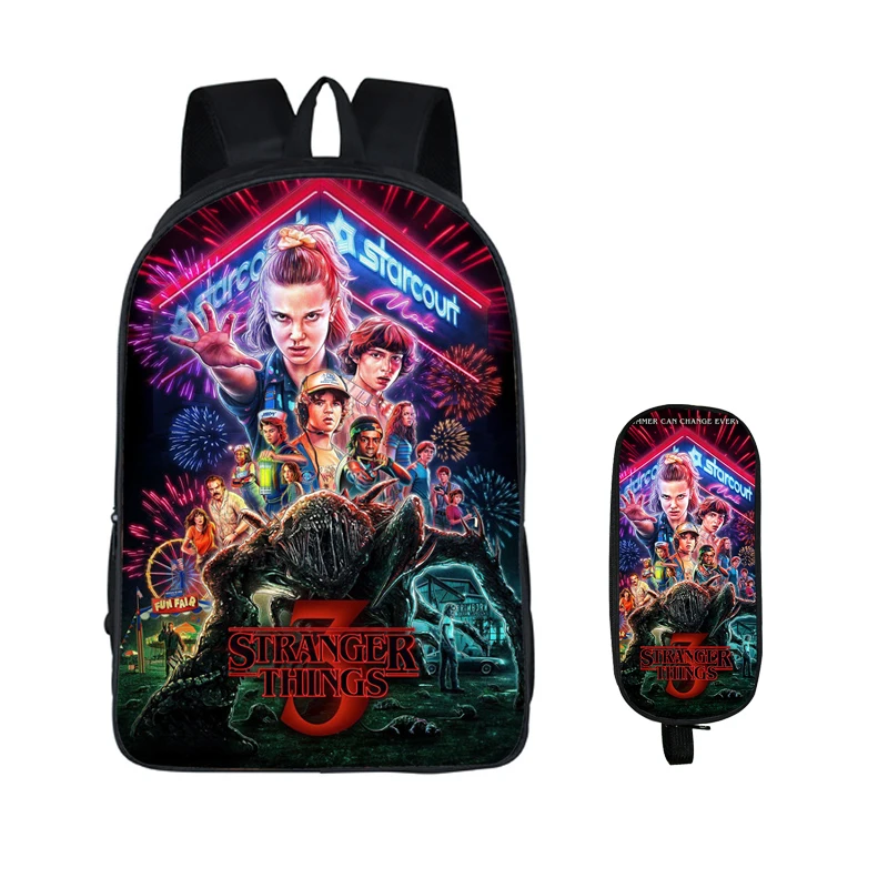 

Mochila Stranger Things Backpacks Boys Girls Kids Bag Cute 3 Pattern Back to School pencil case Bookbags Backpacks For Fans