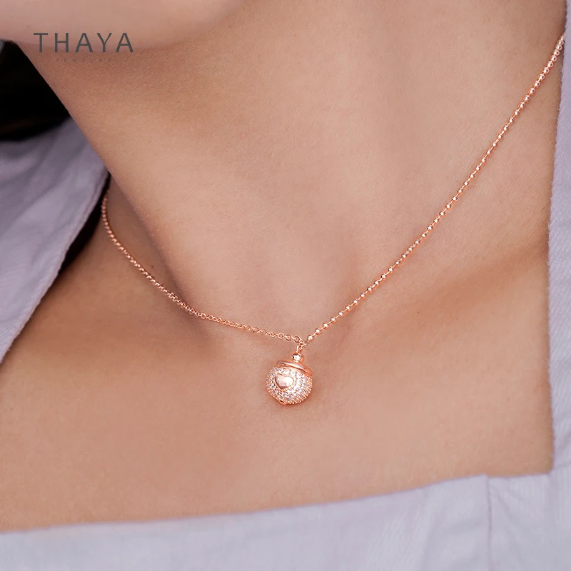 Thaya настоящее Серебро s925 желудь ожерелье 45 см покрытое 18 К розовым золотом