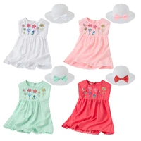 2021 new summerhat toddler princess dress kids cotton causal dress ruffles pure color baby girl clothing korean japan style