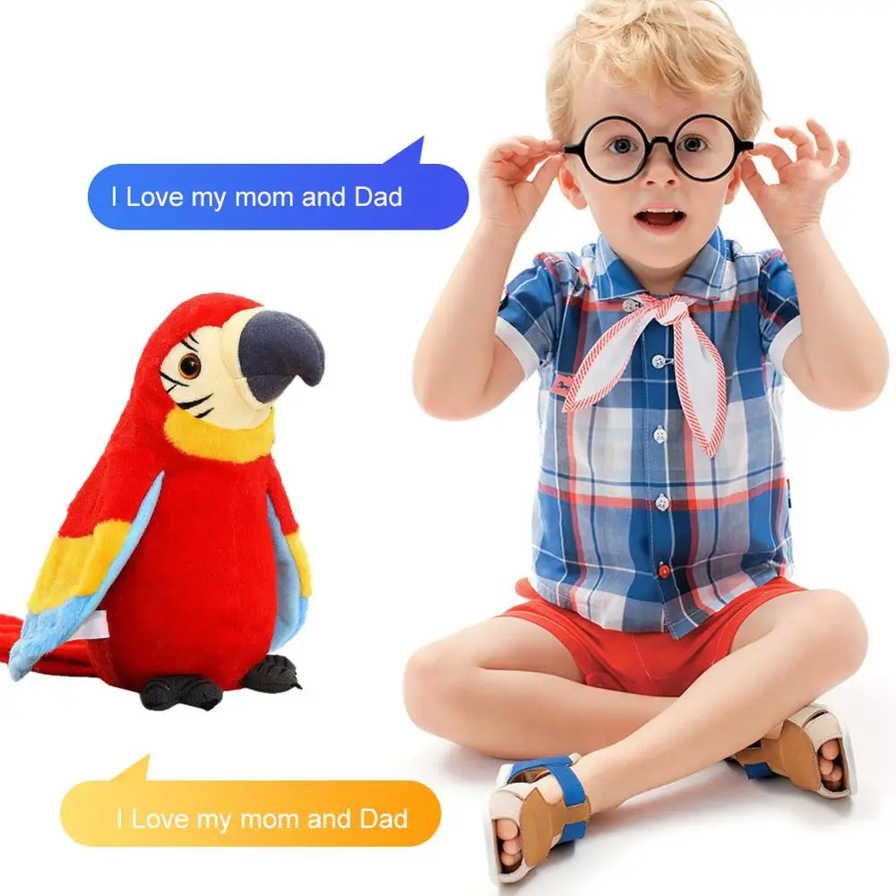 Электрический говорящий попугай плюшевая игрушка милая говорящая запись