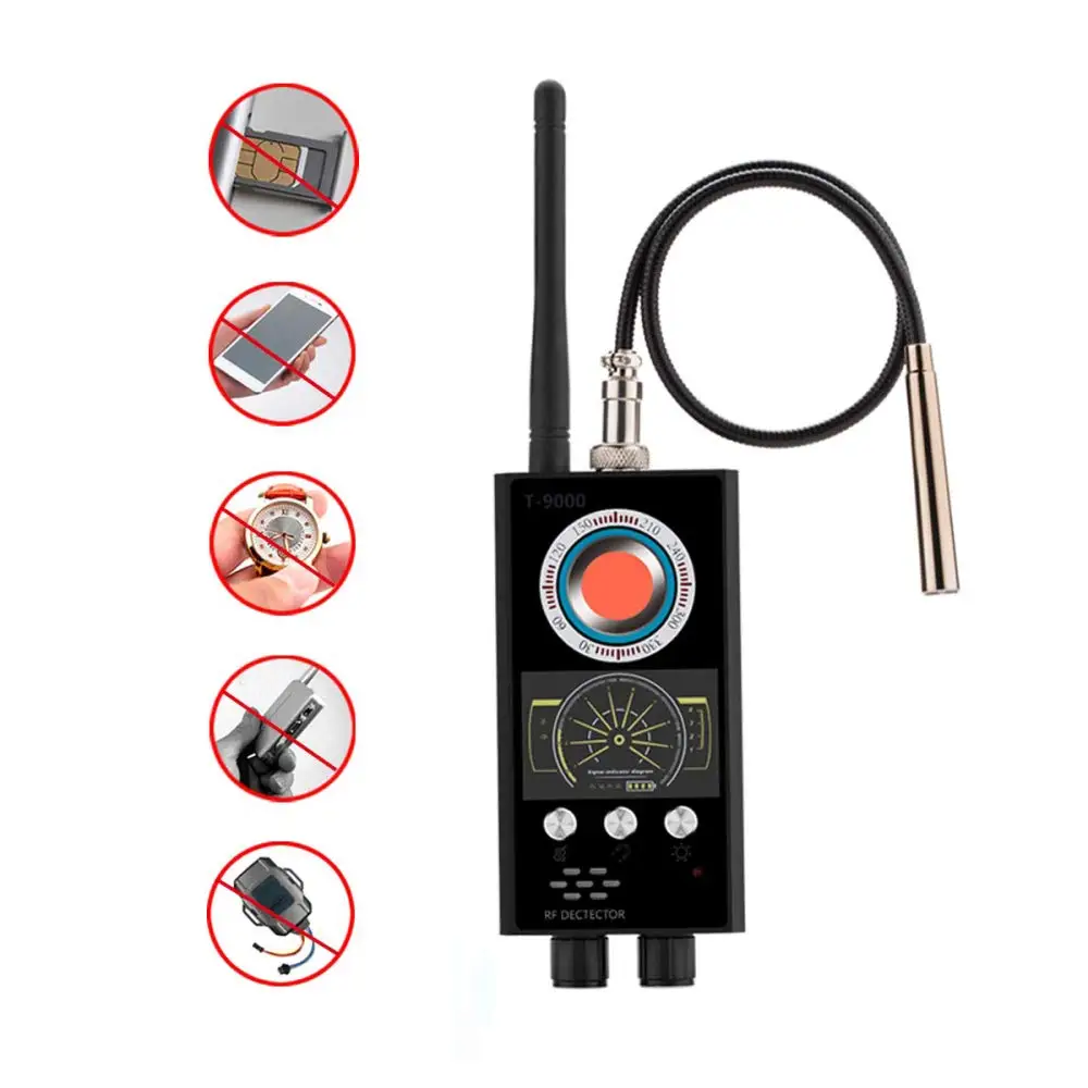 T9000 anti spy radio frequency signal detector GSM wireless phone tracker private security camera hidden camera scanner