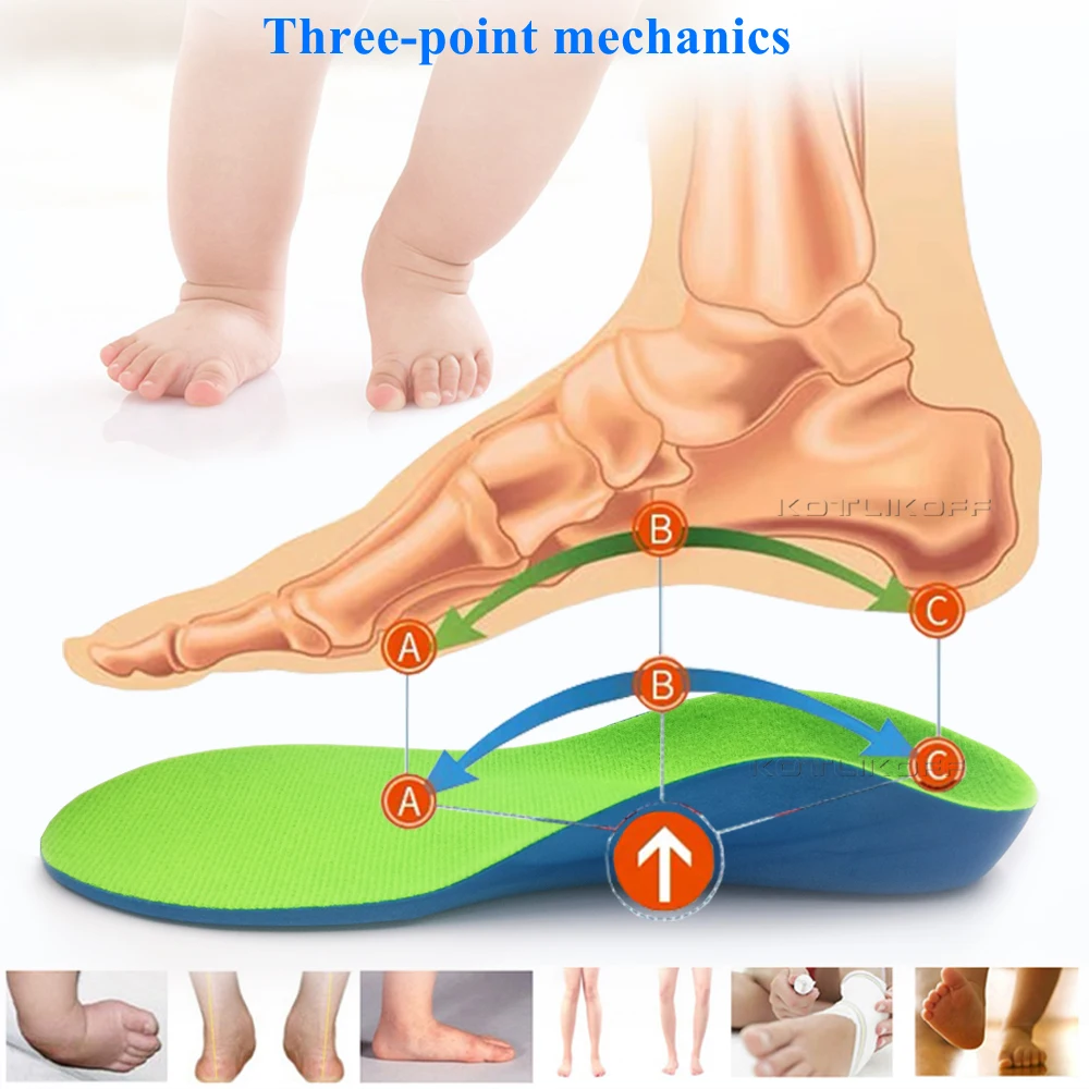 Kids Children's Orthopedic Pad Insoles For Feet Flat Foot Arch Support Orthotic Shoes Sole Correction Relieve O/X Legs Insoles