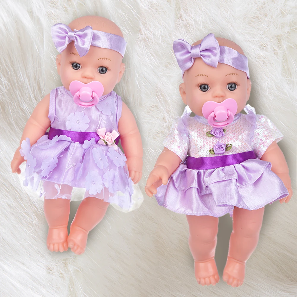 

12 Inch Rebirth Doll Full Body Vinyl Simulation Bathing Dressing Baby Doll Realistic Soft Body Baby Doll with Open Eyes Pacifier