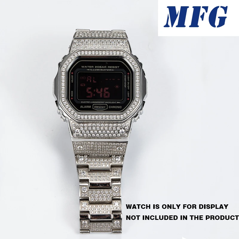 Алмазный металлический ремешок для часов DW5600/5610 DW5000 из нержавеющей стали рамка