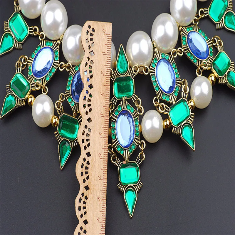 Модные ювелирные изделия 2019 ожерелье из жемчуга с крупным зеленым цирконием