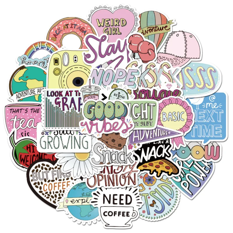 10/50Pcs Colorful Vsco Stickers Hydro Flask Water Bottle Vinyl Decals for Laptop Phone Cute Trendy Aesthetic Teen Girls Sticker | Игрушки и