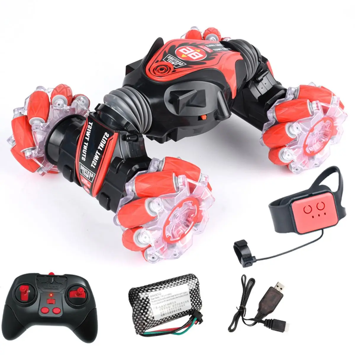 

4WD 2.4GHz Remote Control Stunt Car Gesture Induction Twisting Off-Road Cars Vehicle with Light & Music Drift RC Toys for Kids