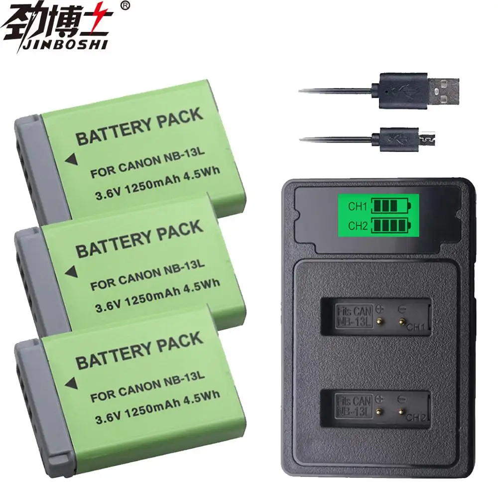 3 шт. аккумуляторы на 1250 мАч с двумя USB портами для Canon PowerShot G5X G7X G9X G7 X Mark II G9 SX620 SX720