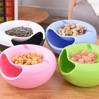 1 pc modern living room creative shape lazy snack bowl plastic double layers snack storage box bowl lazy fruit plate bowl