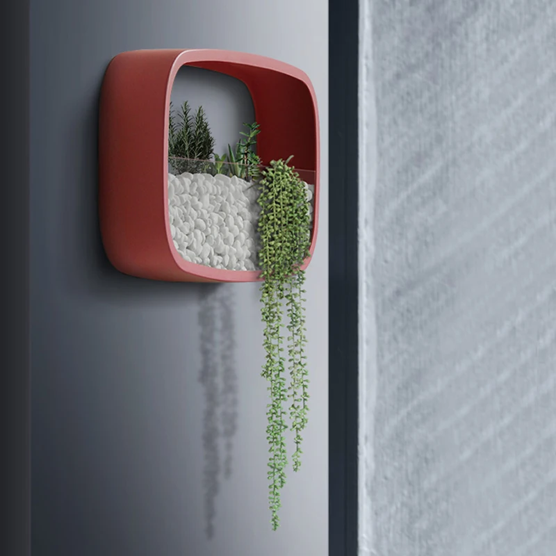 

Modern Square Art Wall Vase Flower Vases Home Wall Hanging Flower Pot Succulent Plant Planters Living Room Decor