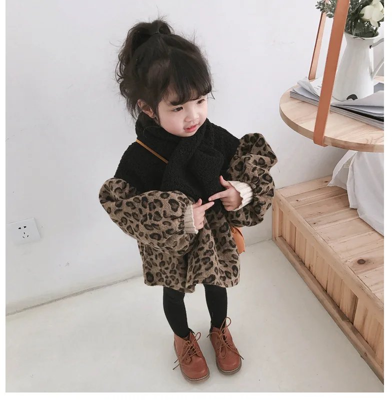 Платье для девочек Двуслойное бархатное платье с леопардовым принтом куклы