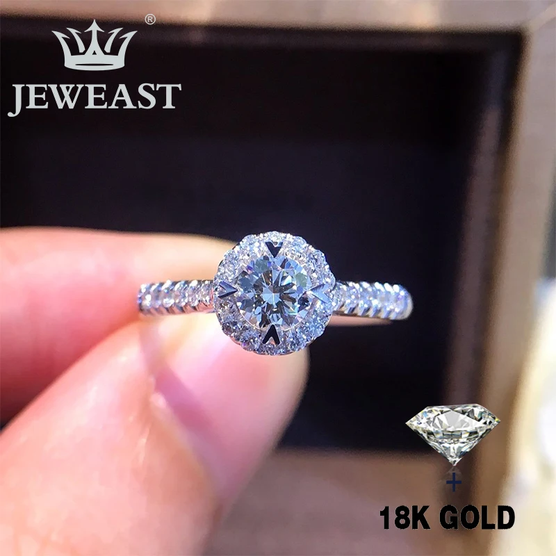 Кольцо с натуральным бриллиантом 18K золото чистое красивое кольцо драгоценными
