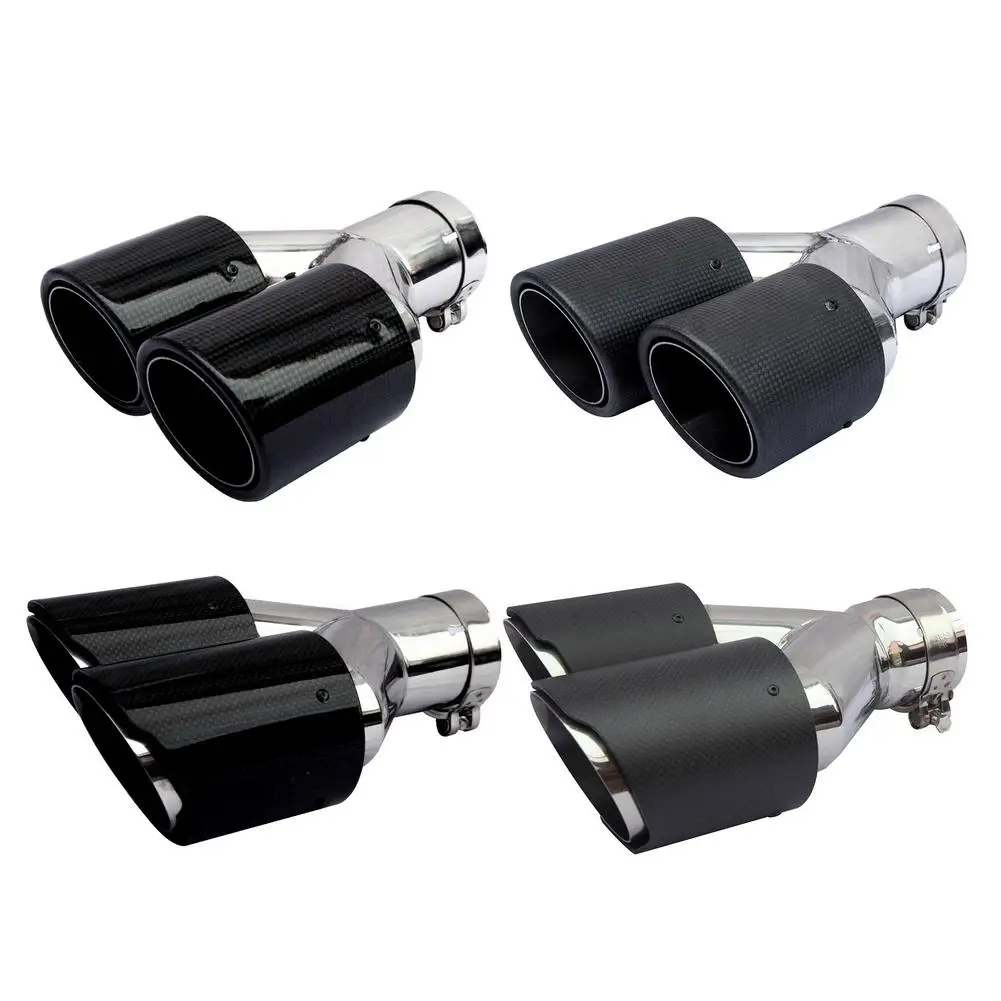 

Выхлопной глушитель из углеродного волокна, выхлопная труба, простая в установке, нержавеющая сталь, двойной наконечник выхлопной трубы, вх...