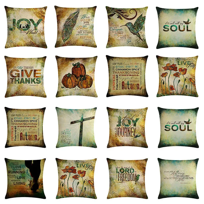 45x45 см винтажная наволочка для подушки на День Благодарения домашнего декора
