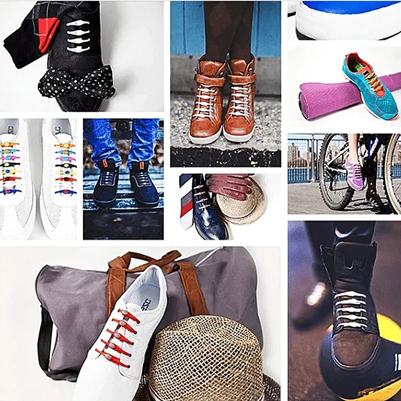 

14pcs/pack Lazy Silicone Shoelaces Round Elastic Shoe Laces Special No Tie Rubber For Sneakers Fit Strap Dropshipping