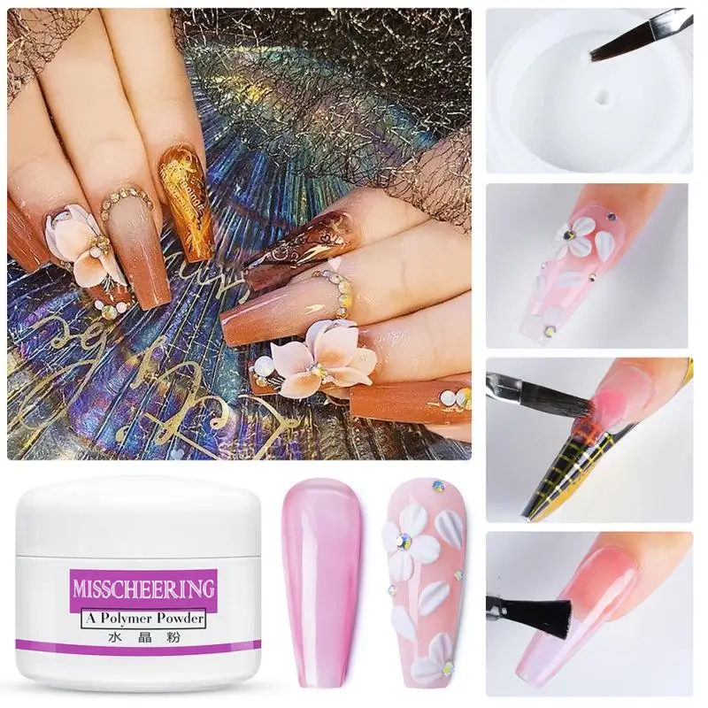 

8g Acrylic Powder White Pink Crystal Powders For Nail Polish Nail Art Decorations Professional Nail Accessory For Women TSLM1