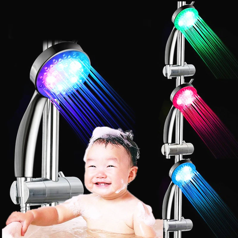 Светодиодный ручной душ без батареи с цветной насадкой для душа функцией