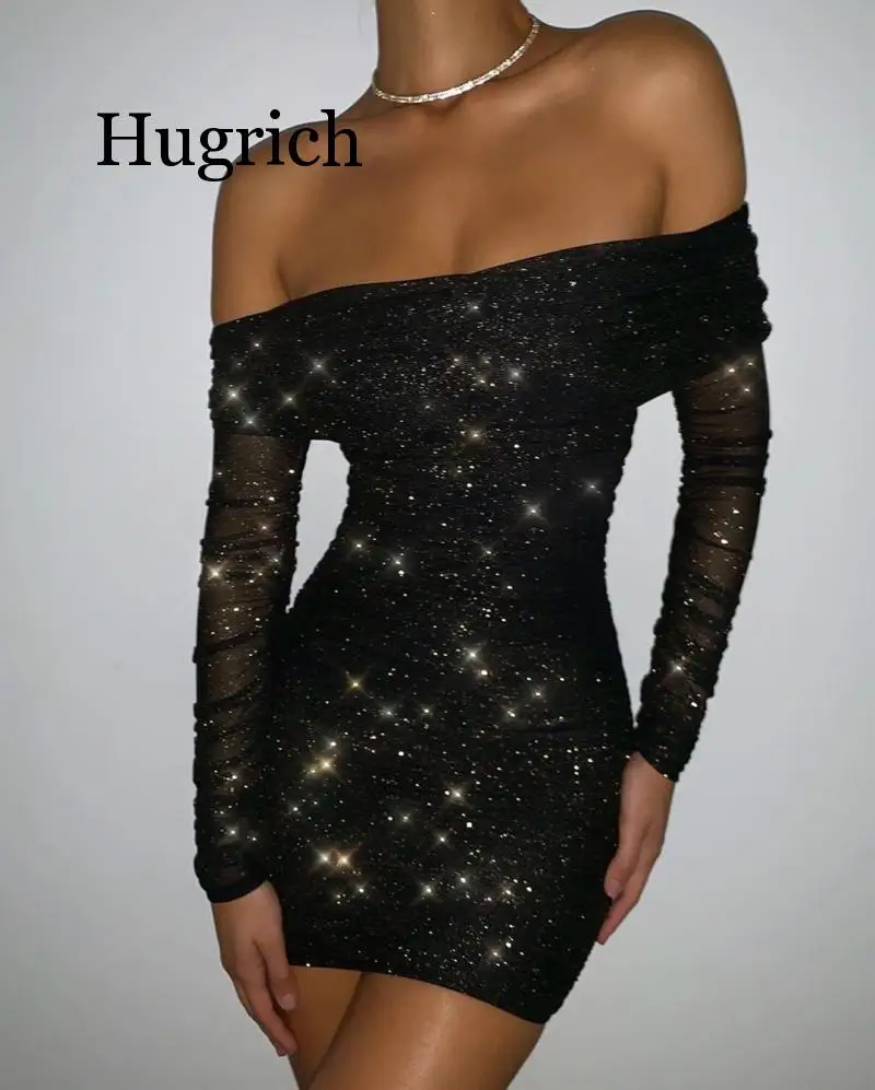 Летнее сексуальное блестящее платье для женщин 2020 облегающее с вырезом лодочкой