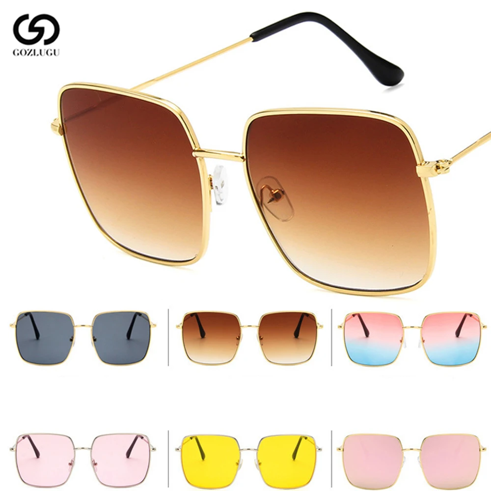 Квадратные большие солнцезащитные очки Дамская мода Ретро стиль оправа женские