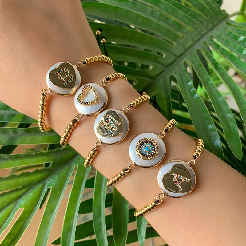 Сердце письмо Золото Медь инкрустированные циркон бисером булавка Письмо Любовь