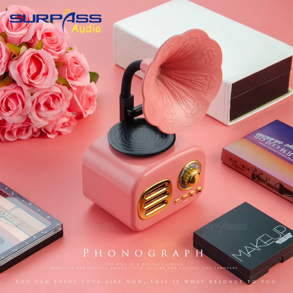 Retro Trumpet Style Bluetooth Mini Speaker Wireless Stereo Subwoofer Music Box Wooden Speakers With FM Radio TF For Phone | Электроника