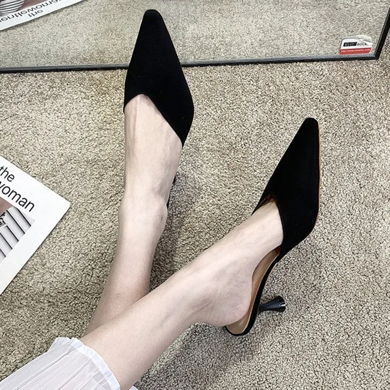 Верхняя одежда С острым носком Туфли без задника Дамские тапочки Спайк шпильками